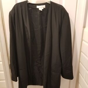 Vintage Jane Justin Black Silk Open Front Jacket Size 10